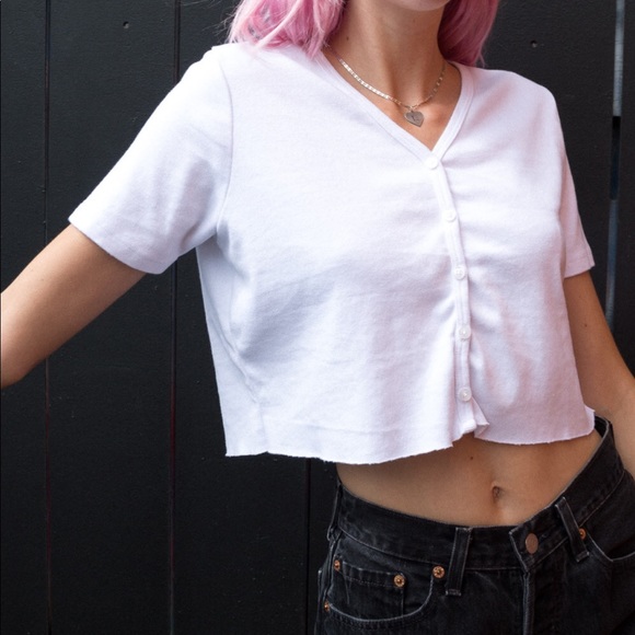 Brandy Melville Tops Brandy Melville Button Crop Top Poshmark